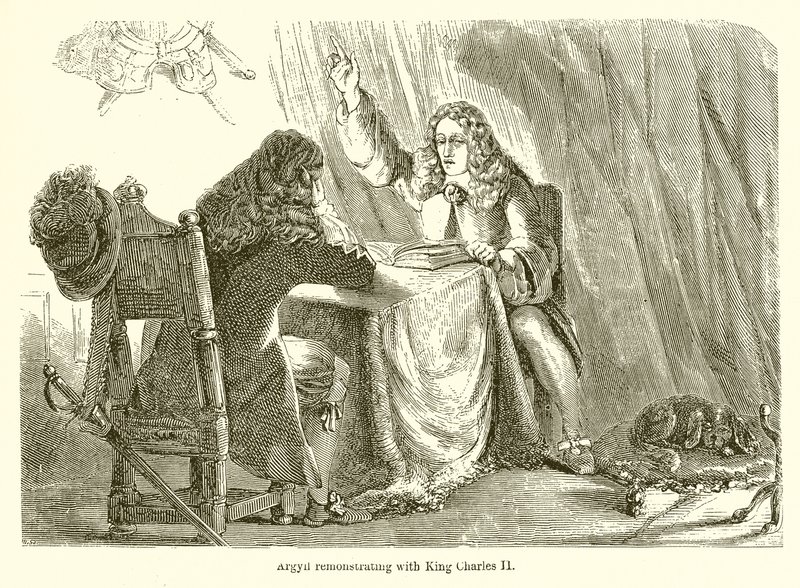Argyll protesterer med kong Charles II av English School