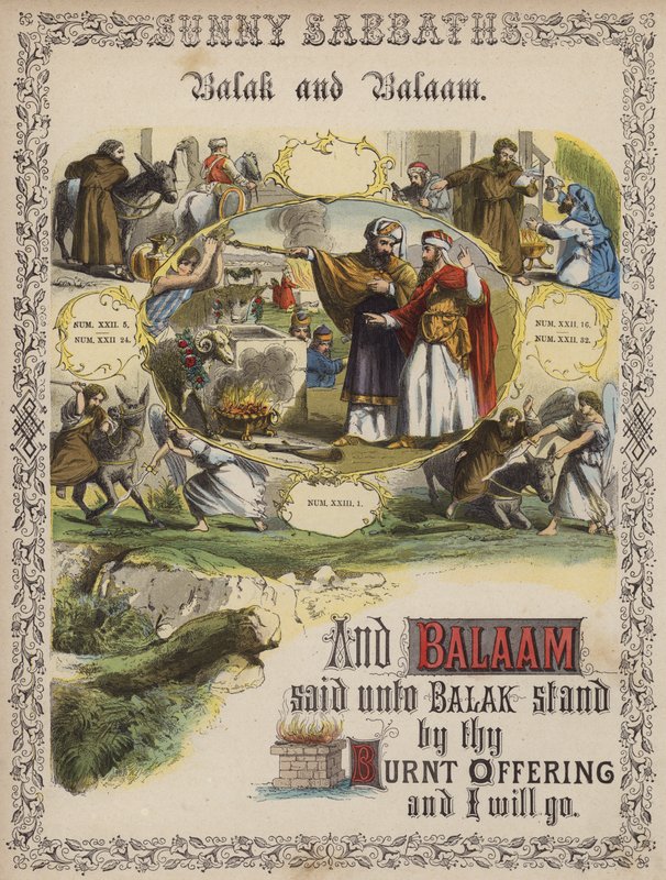 Balak og Bileam (farget gravering) av English School