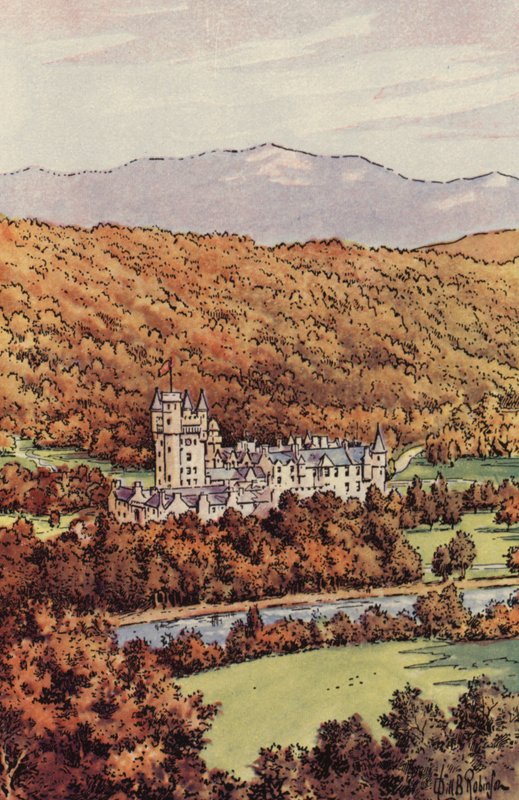 Balmoral Castle (farge litho) av English School