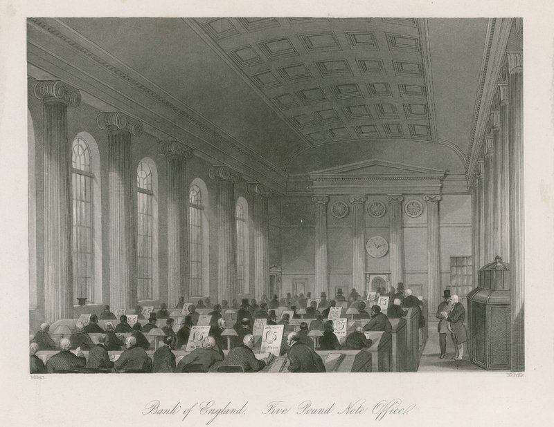 Bank of England, fem pund seddelkontor av English School
