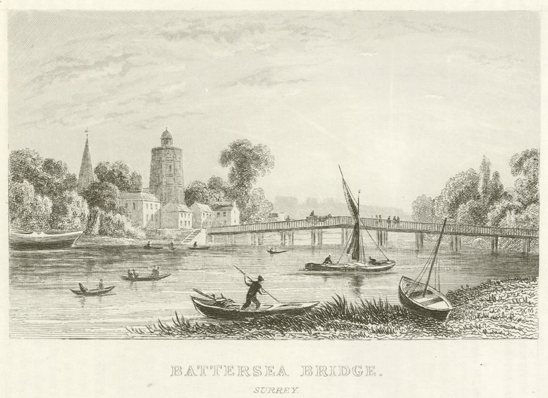 Battersea Bridge, Surrey (gravering) av English School
