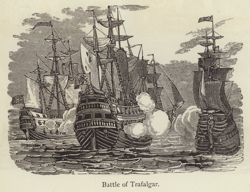 Battle Of Trafalgar (gravering) av English School