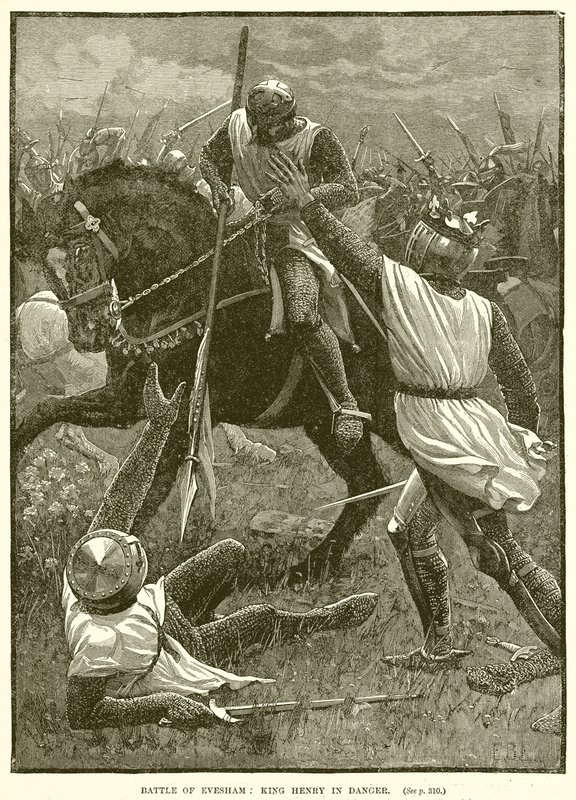Slaget ved Evesham: Kong Henry i fare av English School