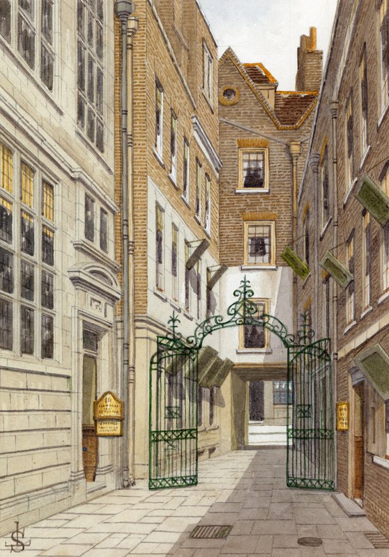 Benet Place, Gracechurch Street (wc på papir) av English School