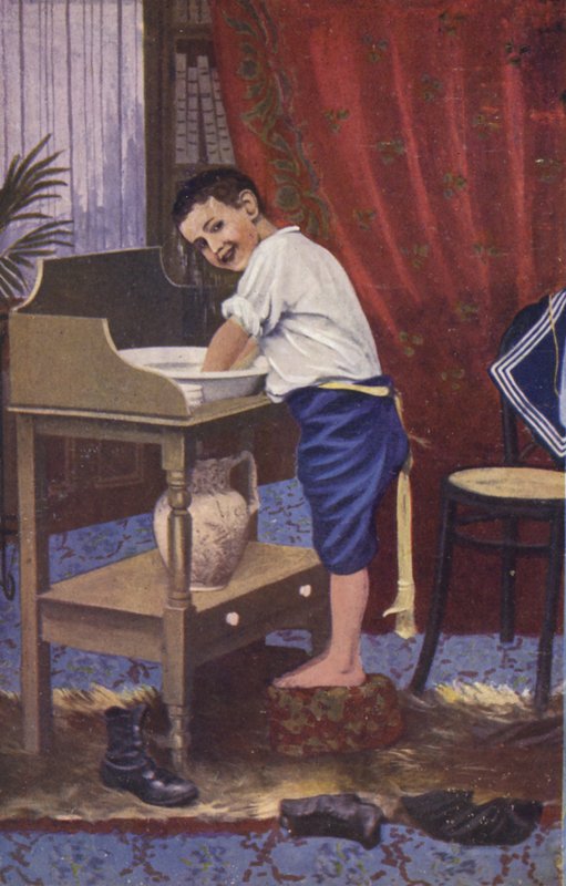 Guttevask (farge litho) av English School