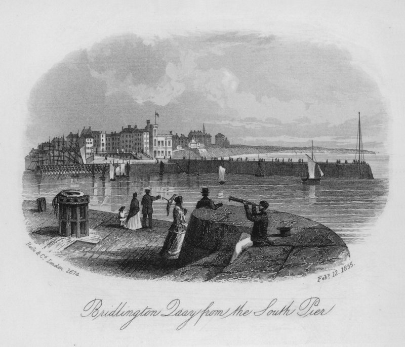 Bridlington Quay fra South Pier (gravering) av English School