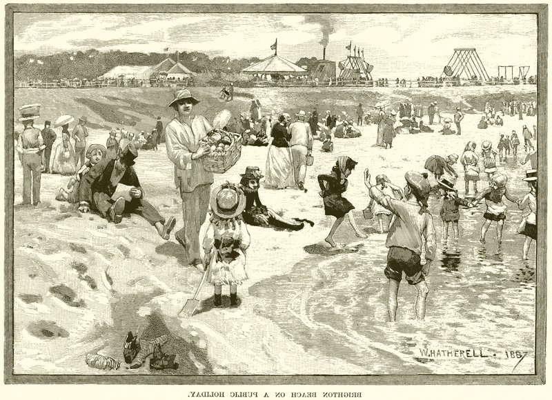 Brighton Beach på en offentlig fridag av English School