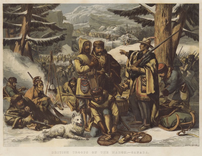 Britiske tropper på mars, Canada (chromolitho) av English School