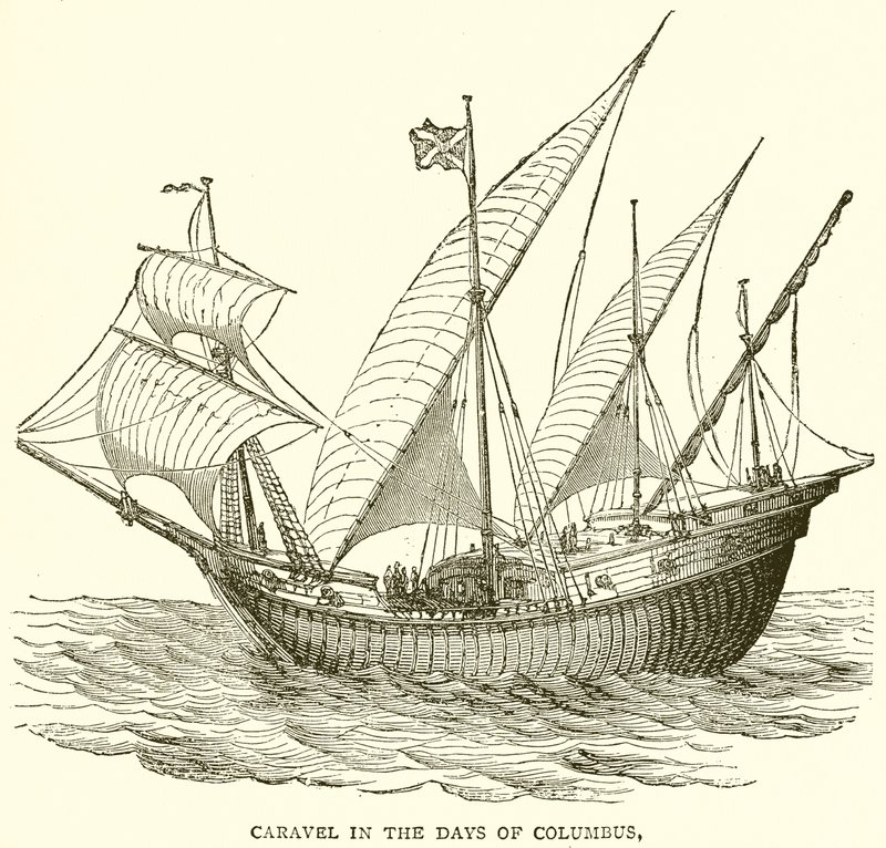 Caravel in the Days of Columbus av English School