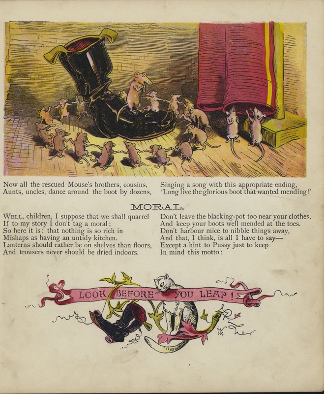 Katt og mus (farge litho) av English School