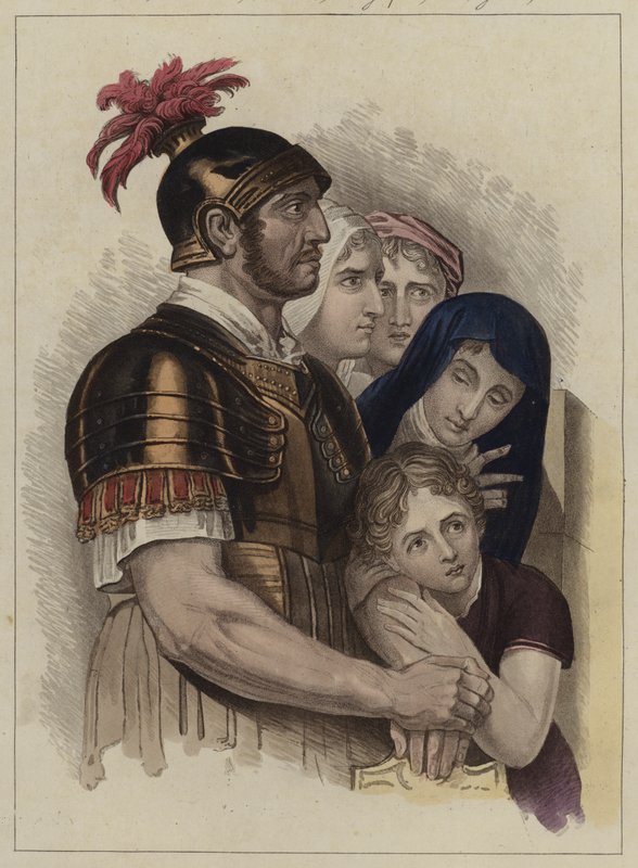 Centurion og hans familie (farge litho) av English School