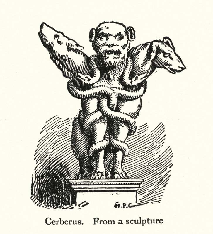 Cerberus (litho) av English School