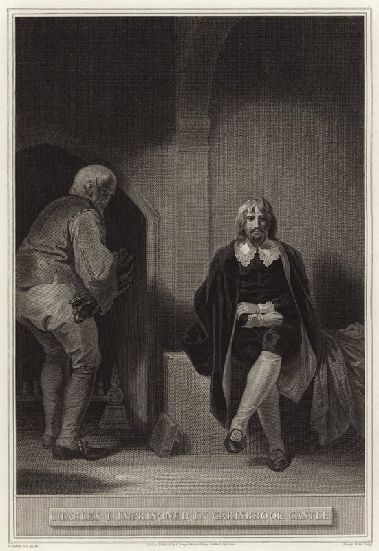 Charles I fengslet i Carisbrook Castle av English School