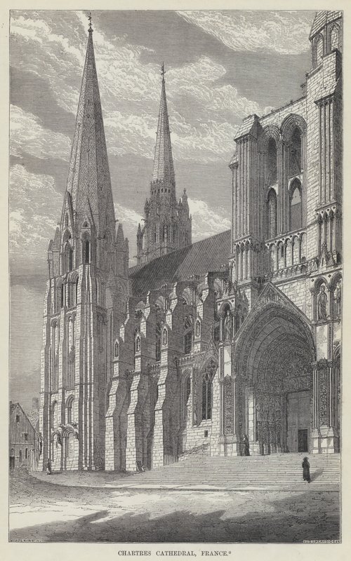 Chartres katedral, Frankrike (gravering) av English School