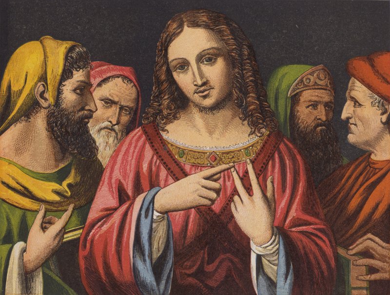 Kristus og de jødiske legene (chromolitho) av English School