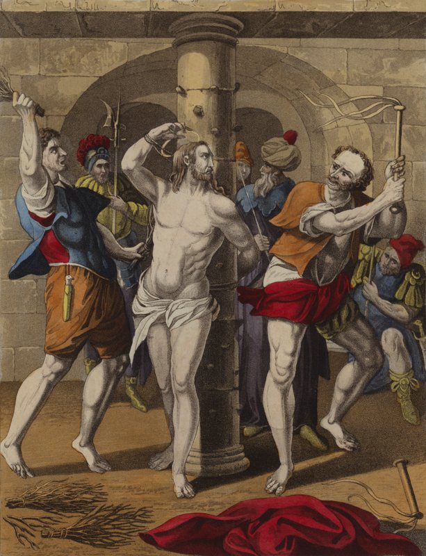 Kristus pisket (farge litho) av English School
