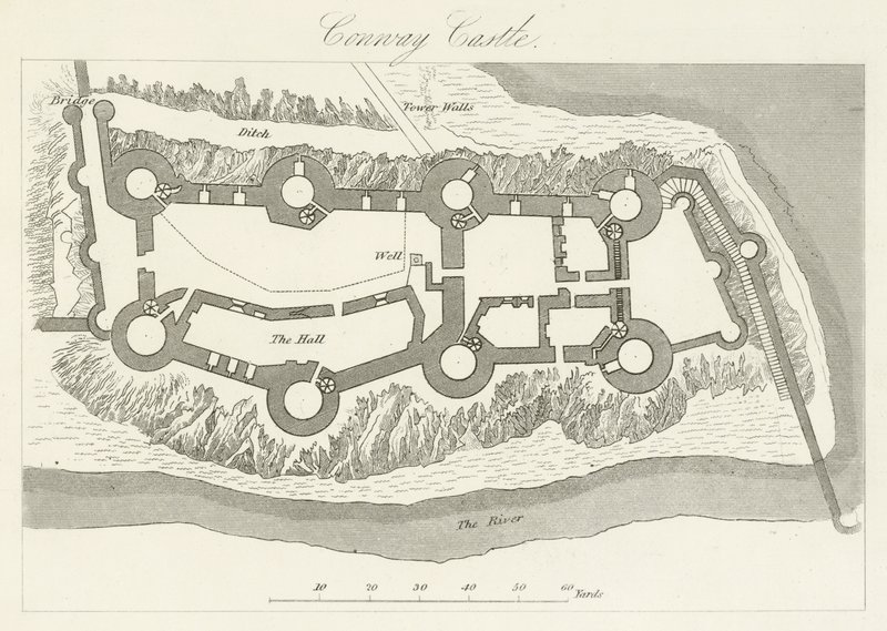 Conway Castle (gravering) av English School