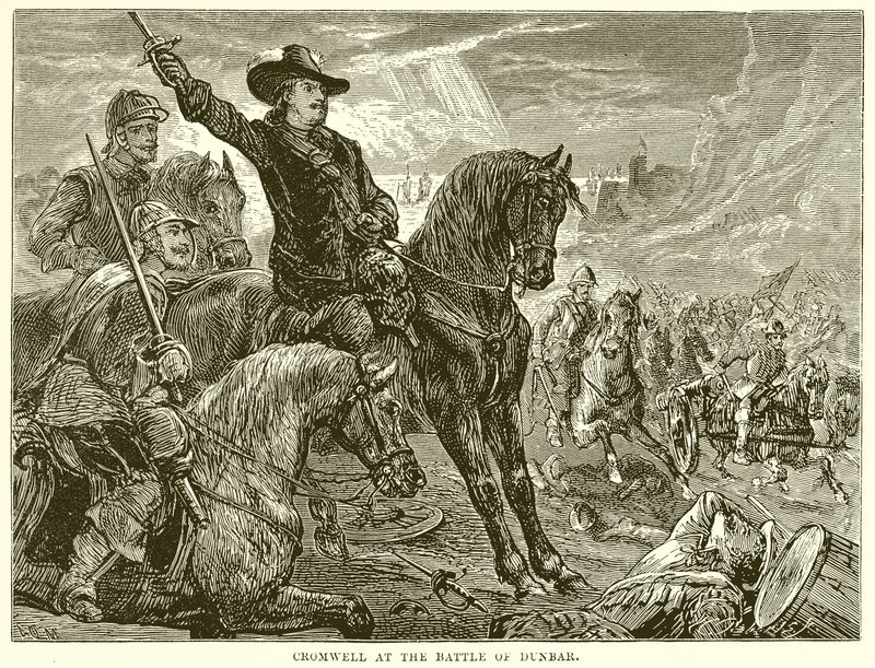 Cromwell i slaget ved Dunbar av English School