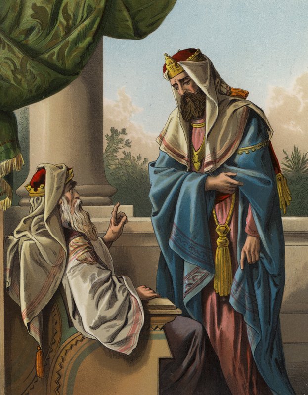 David gir en befaling til Salomo (chromolitho) av English School