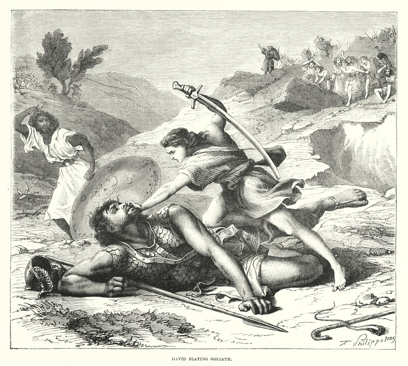 David dreper Goliat (gravering) av English School