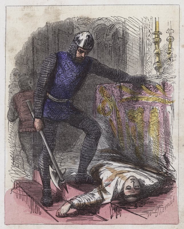 Death of a Becket (farget gravering) av English School