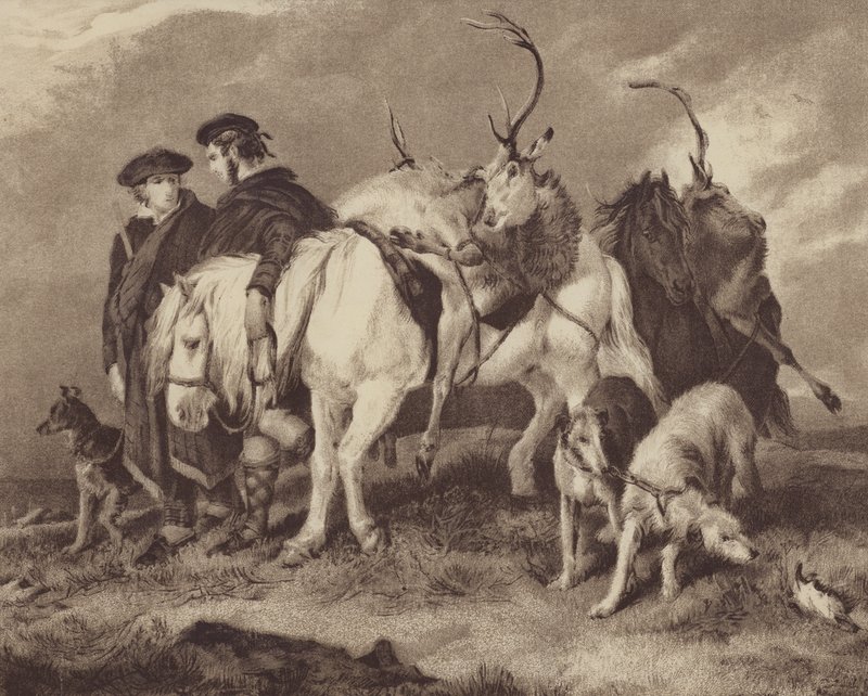 Hjortejakt (chromolitho) av English School