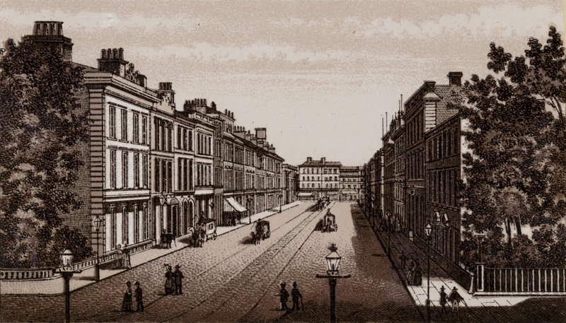 Donegal Place, Belfast 1880 (litho) av English School
