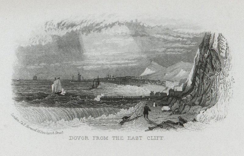 Dover fra East Cliff, Kent (gravering) av English School