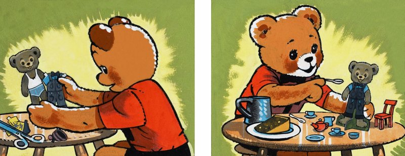 Påkledning og mating av teddy av English School