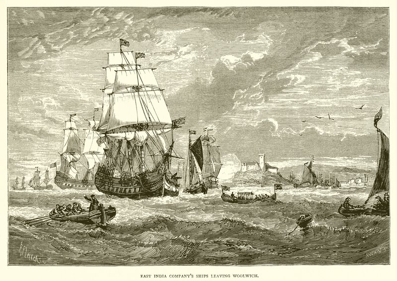 East India Company-skip forlater Woolwich (1623) av English School
