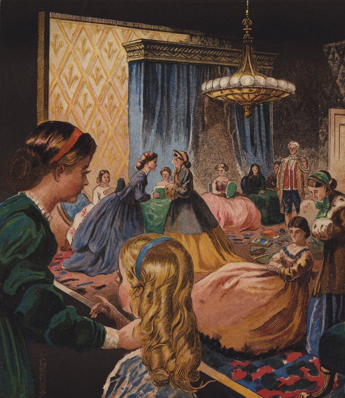 Edith og Milly's Housekeeping (farge litho) av English School
