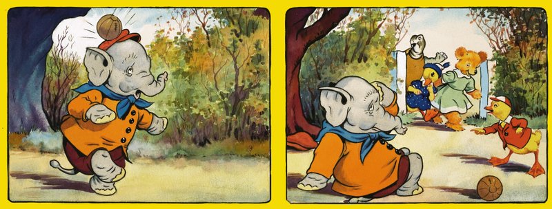 Elefant blir truffet av en ball av English School