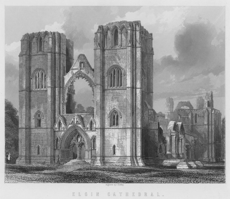 Elgin Cathedral (gravering) av English School