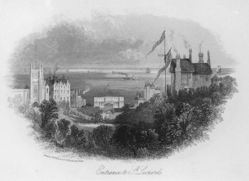 Inngang til St Leonards (gravering) av English School