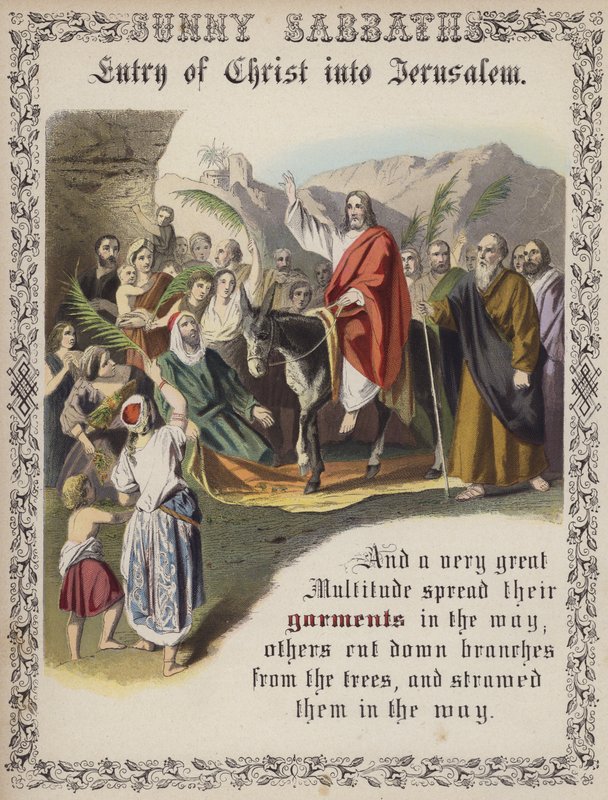 Kristi inntog i Jerusalem (farget gravering) av English School