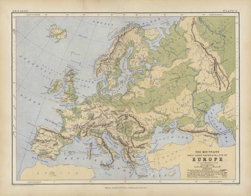 Europa (farget gravering) av English School