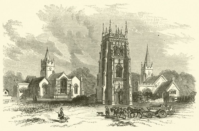 Evesham Abbey (gravering) av English School