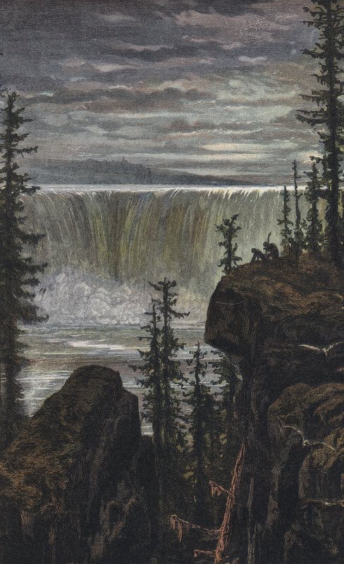 Falls of Niagara (farget gravering) av English School