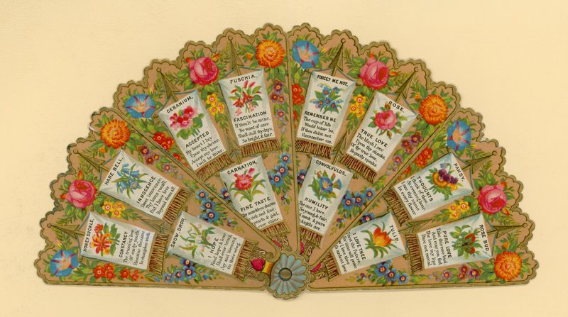 Vifte, gir symbolikk av blomster av English School