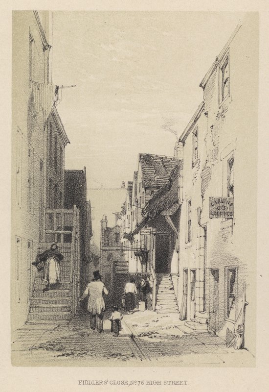 Fiddlers' Close, No 75 High Street (gravering) av English School