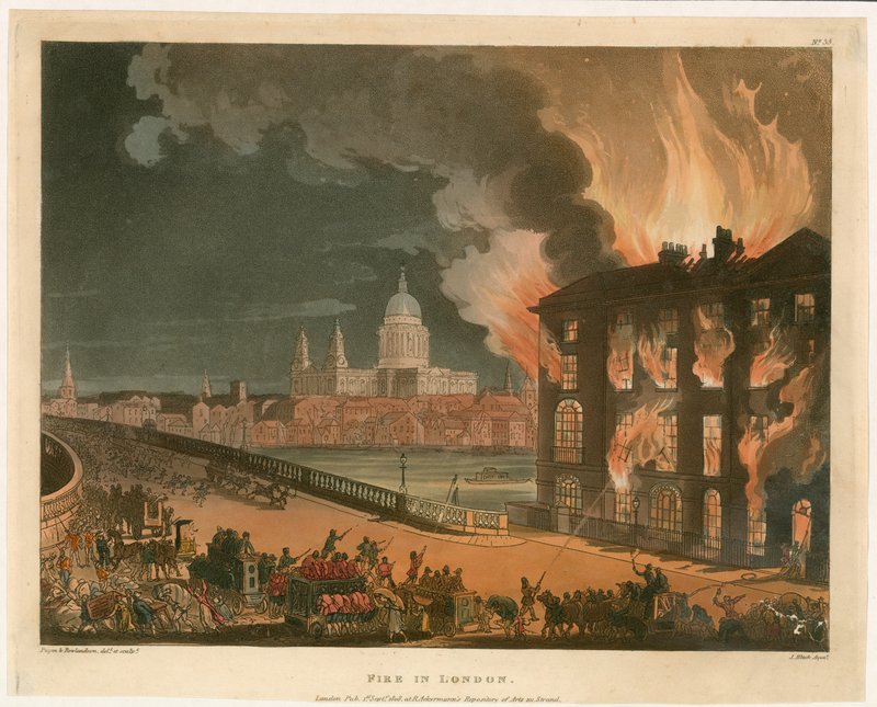 Brann i London. Publisert 1. september 1808 av English School