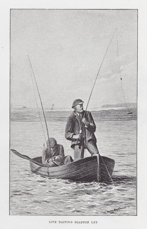 Fiske: Live Baiting Slapton Ley (litho) av English School