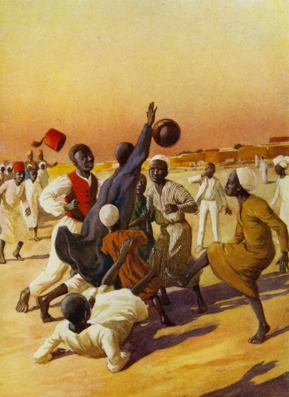 Fotball i Sudan (farge litho) av English School
