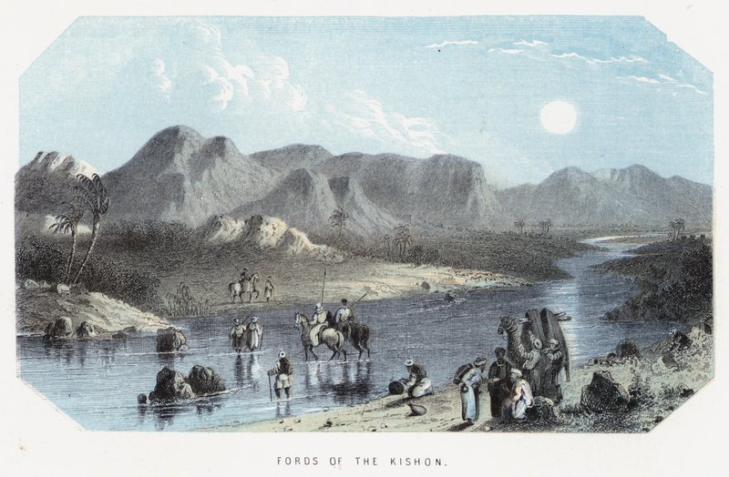 Fords of the Kishon (farget gravering) av English School