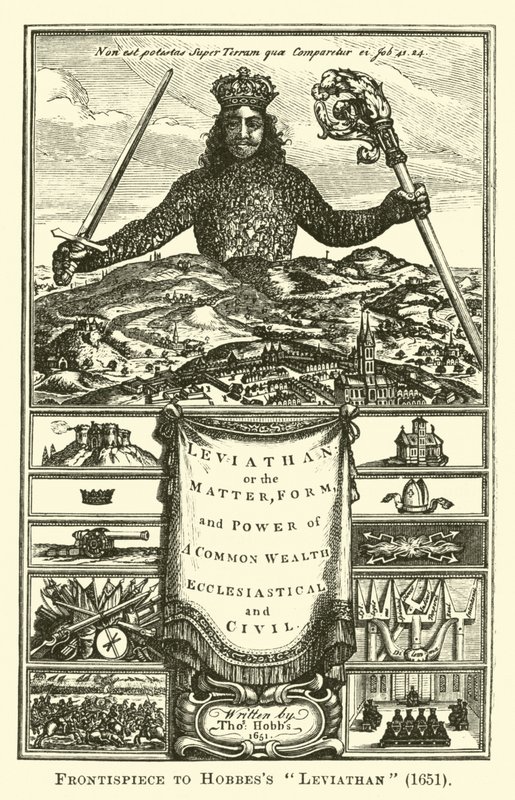 Frontispice til Hobbes Leviathan, 1651 av English School