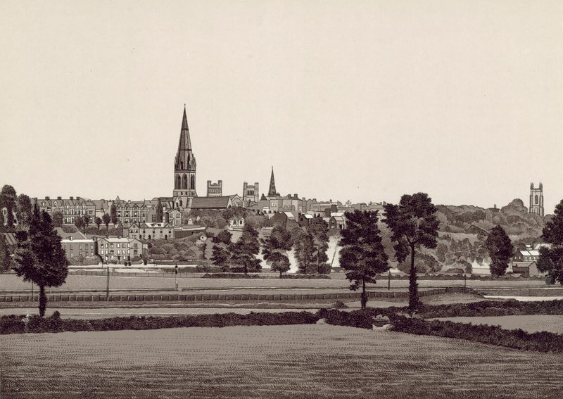 Generelt syn på Exeter (litho) av English School