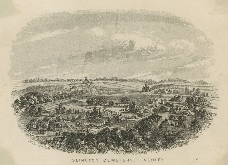 Generell utsikt over Islington Cemetery av English School