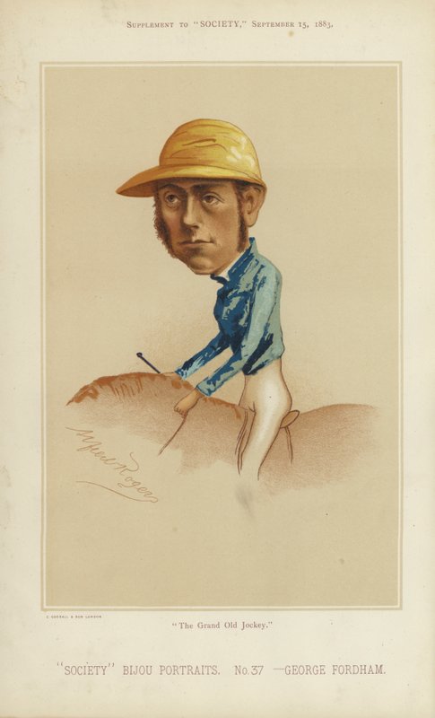 George Fordham, jockey (farge litho) av English School