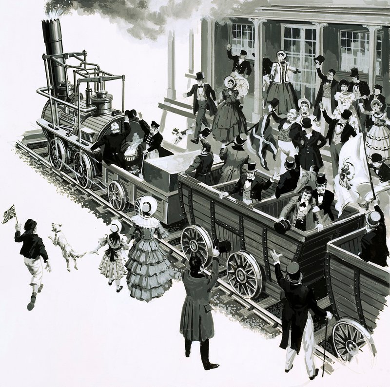 George Stephensons Locomotion ankom Darlington av English School
