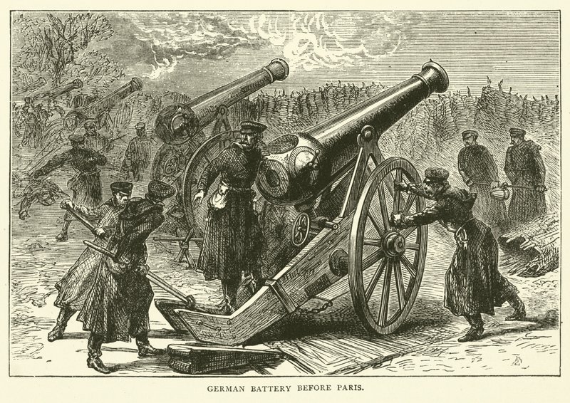Tysk batteri før Paris, januar 1871 av English School